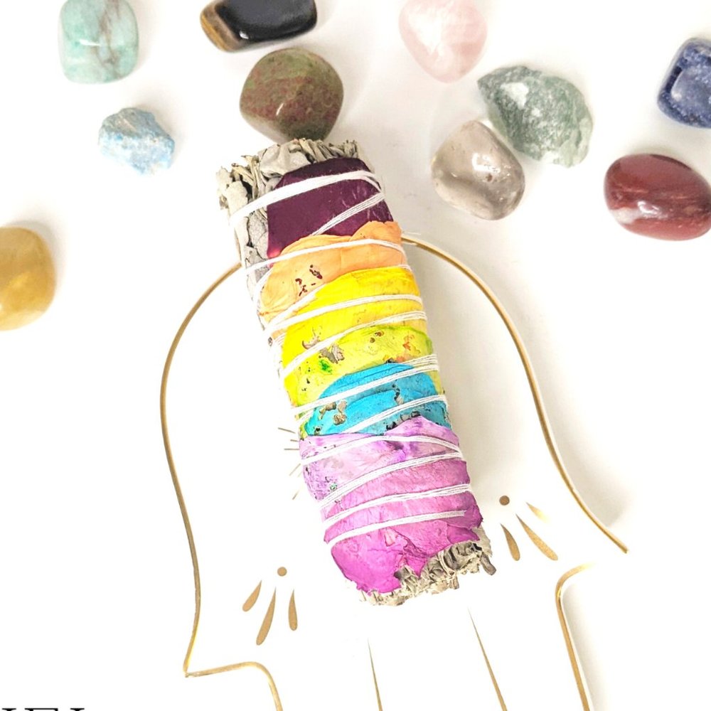 Rose Chakra White Sage Wand Bundle